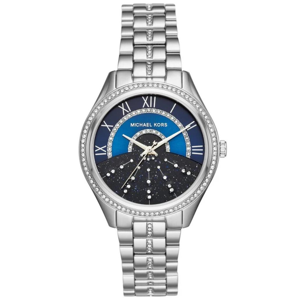 Michael Kors Lauryn Blue Dial Silver Steel Strap Women`s Watch - MK3720 - Dial: Blue, Band: Silver, Bezel: Silver