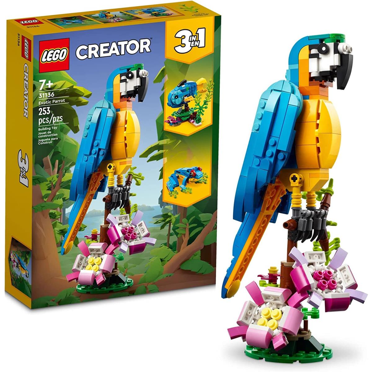 3-in-1 Exotic Parrot Building Toy Set For Kids Transforms to 3 Animal Figures