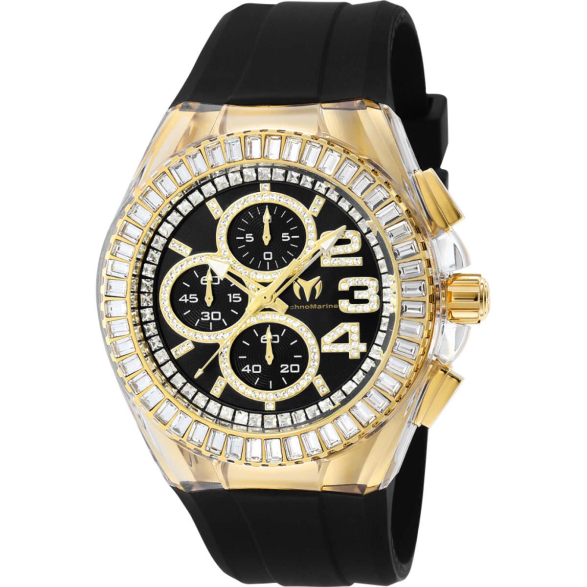 Technomarine Men`s Watch Cruise Glitz Chrono Crystal Black Dial Strap TM-121011