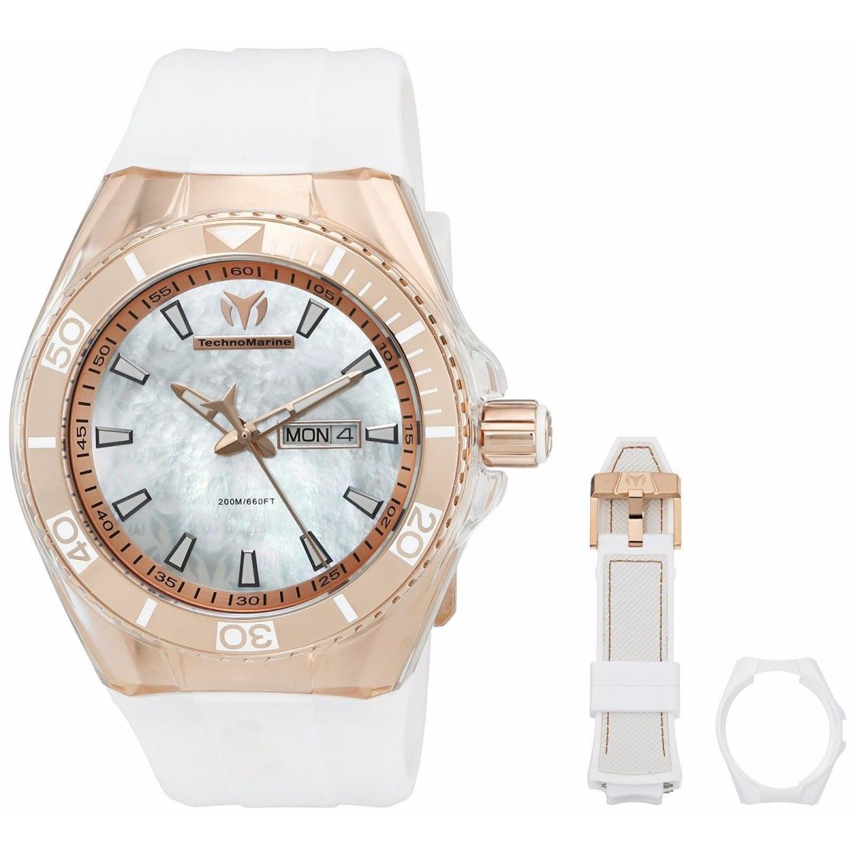 Technomarine Cruise TM 115063 Rose Gold +extra White Band Cover Unisex 45mm