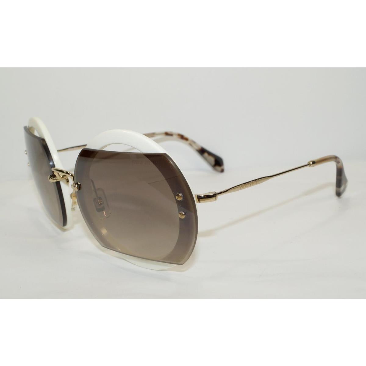 Miu Miu Reveal MU 06SS VAG4P0 Ivory Gold Brown Lenses Women`s Round Sunglasses