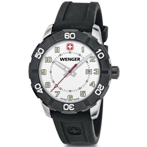 Wenger Roadster White Dial Black Silicone Strap Men s Watch 01.0851.109