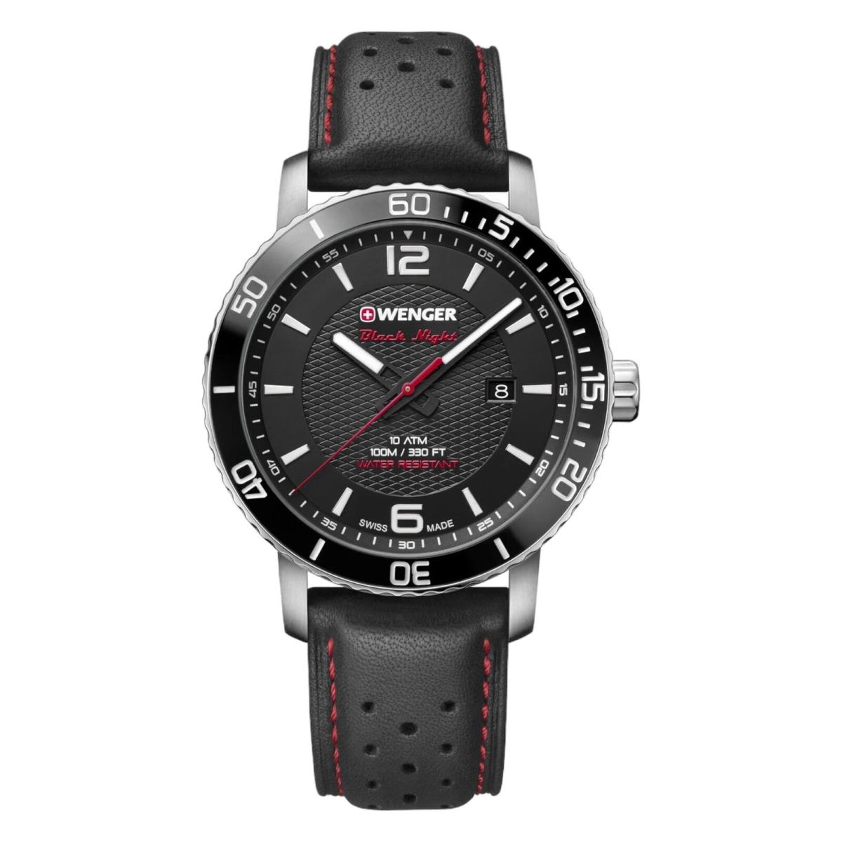 Wenger Swiss Army Men`s 01.1841.101 Roadster Nightblack Dial Watch 45mm - Dial: Black, Band: Black, Bezel: Black