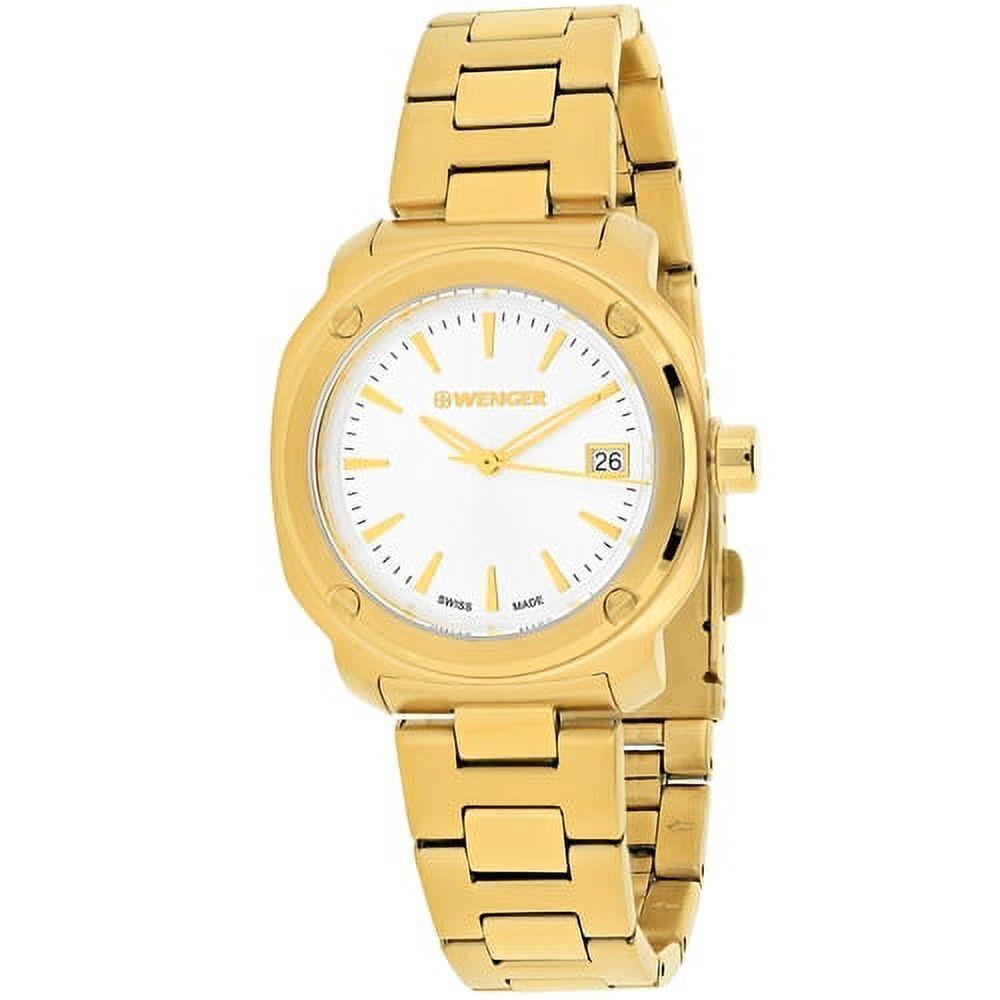 Wenger Women`s Edge Index Silver Dial Watch - 01.1121.107 - Dial: Gold, White, Band: Gold