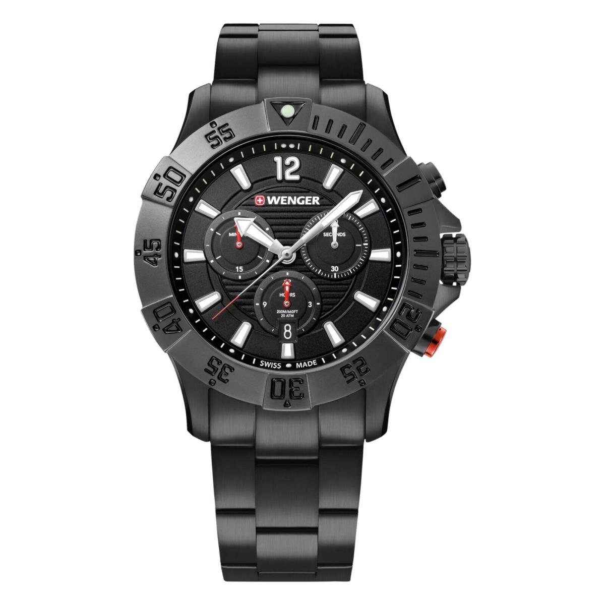 Wenger Swiss Army Men`s 01.0643.121 Seaforce Black Dial Watch 43 mm