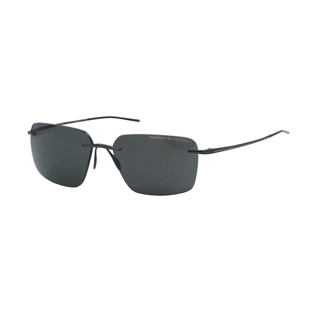 Porsche Design Rimless Titanium Sunglasses P8923 A Black/grey Blue Lenses - Men