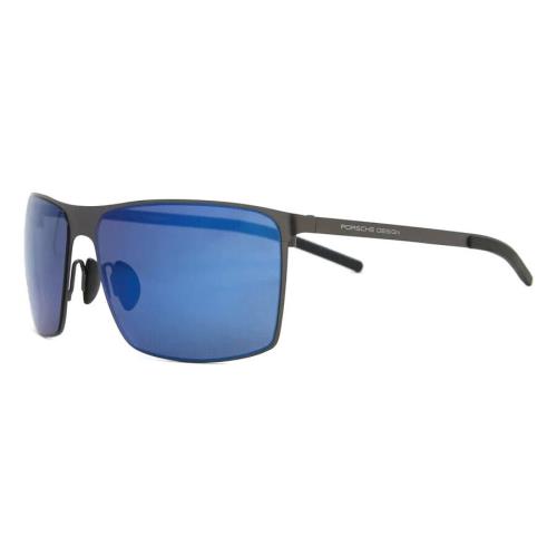 Porsche Design P8667 C Dark Gun/strong Blue Mirrored Sunglasses - Men