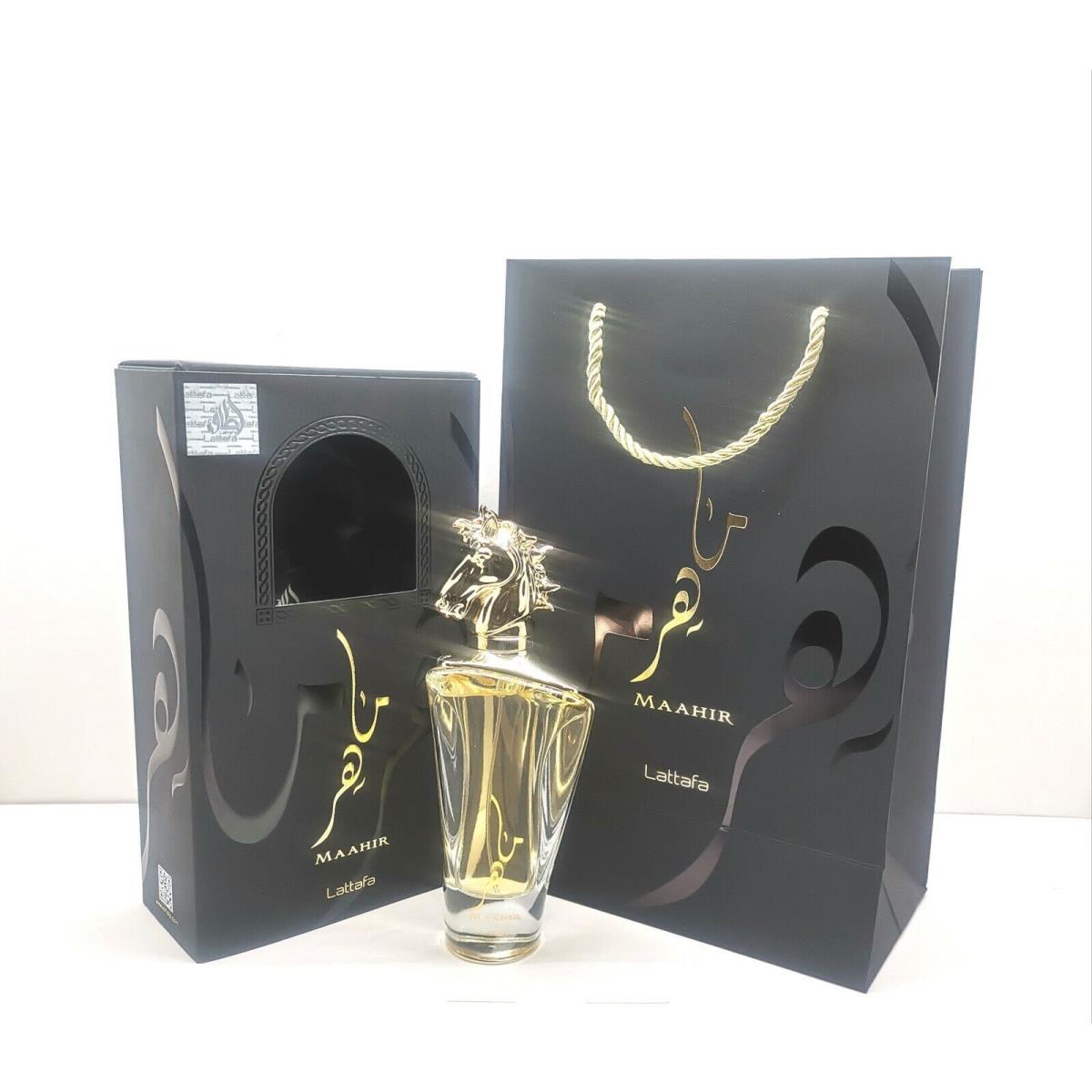 Maahir Lattafa 3.4 Fl.oz 100 ML Eau DE Parfum Spray For Unisex + Maahir Giftbag