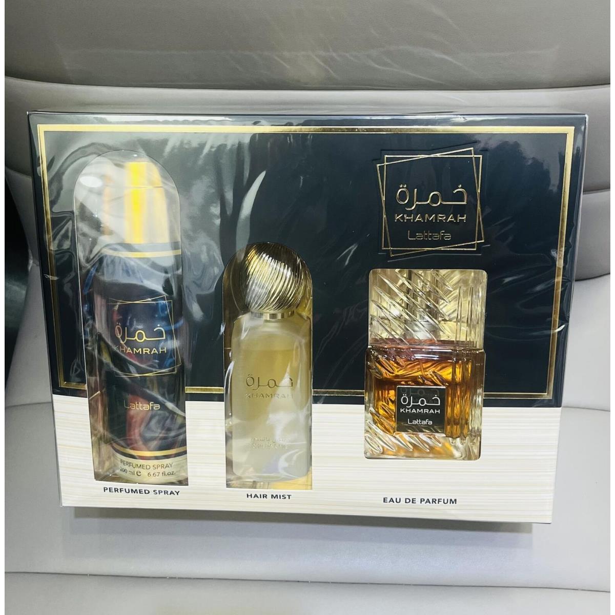 Lattafa Khamrah Collection Gift Set Edp 3.4FL.OZ Body Spray + Hair Mist