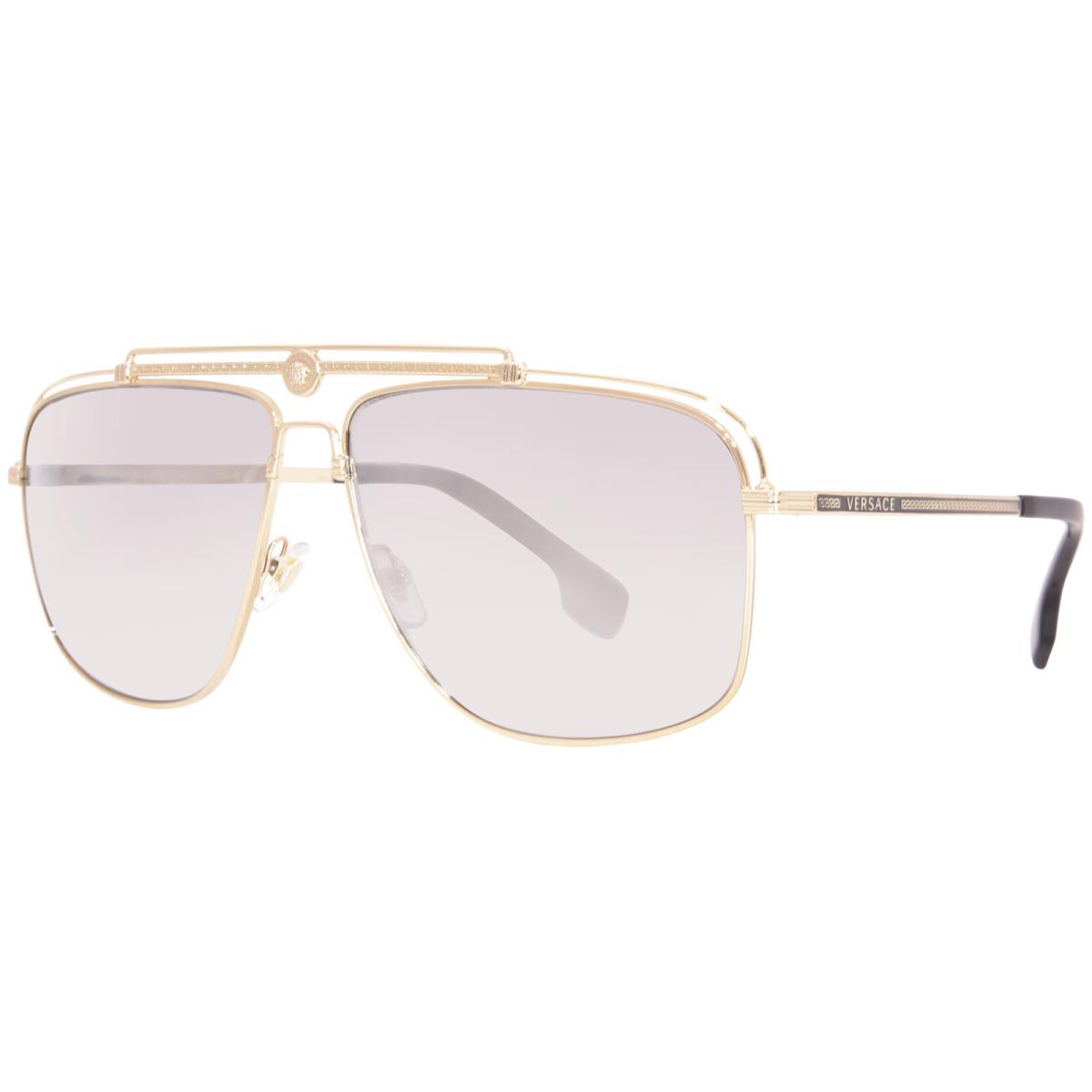 Versace VE2242 12526G Sunglasses Men`s Pale Gold/light Grey Mirror Silver 61mm