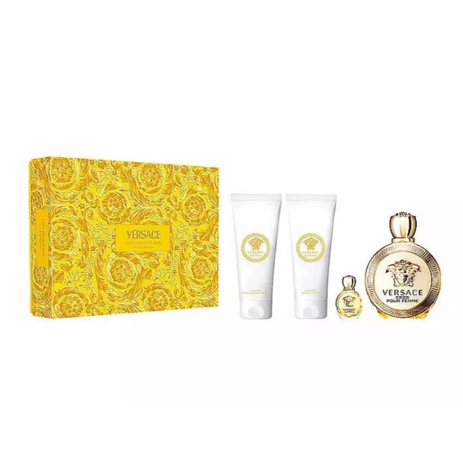 Versace Eros Pour Femme 4pc 3.4oz Edp 0.17oz Mini 3.4oz Shower Gel Lotion