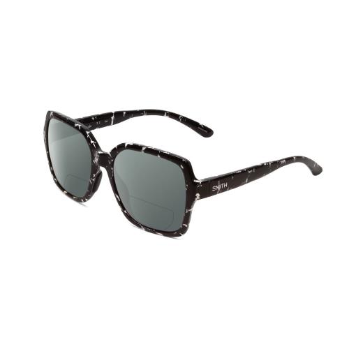 Smith Flare Women Polarized Bi-focal Sunglasses in Black Tortoise 57mm 41 Option Grey