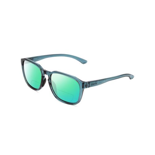 Smith Contour Polarized Bi-focal Sunglasses in Crystal Blue Green 56mm 41 Option Green Mirror