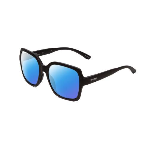 Smith Flare Women Polarized Oversized Sunglasses in Black 57mm Choose Lens Color Blue Mirror Polar