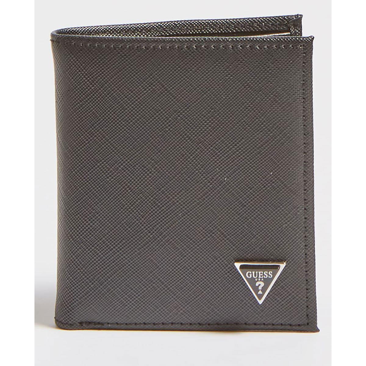 Guess Smcrtlea22 Certosa Saffiano Mens Leather Coins Pocket In Black