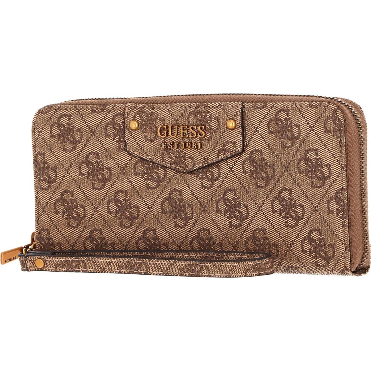 Guess Swesb839046 Eco Brenton Maxi Zip Around Wallet In Lattee