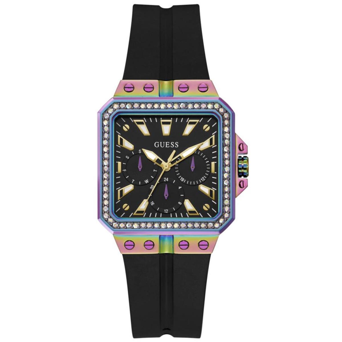 Guess Women`s Libra Black Silicone Black Dial Watch - GW0618L3