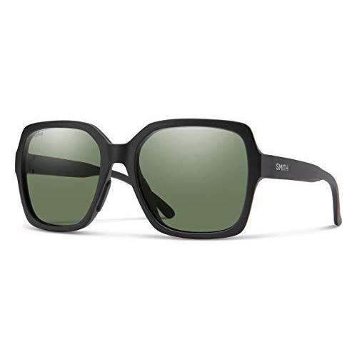 Smith Flare Ladies Oversized Sunglasses in Black/chromapop Polarized Gray Green