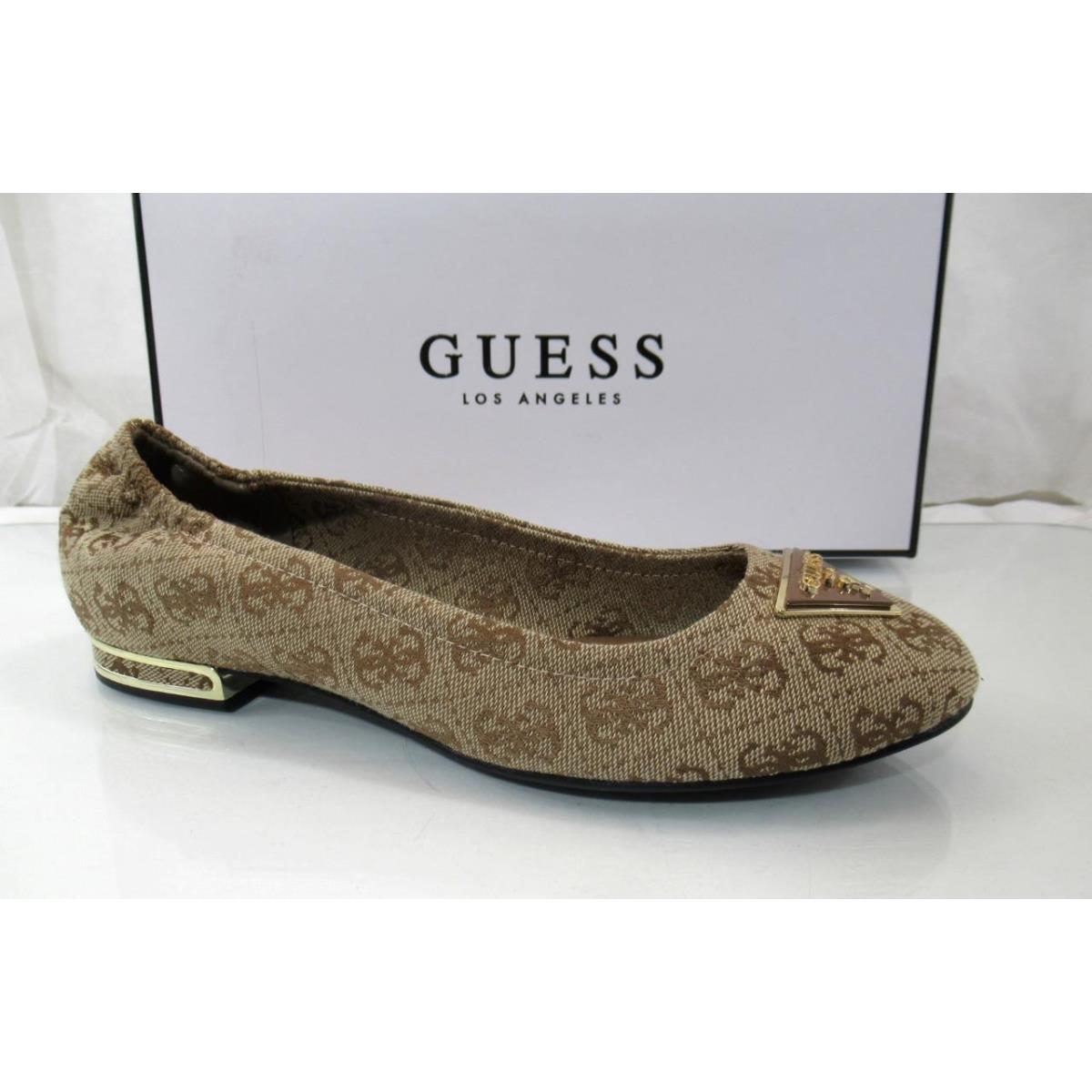 Guess Miffy Elasticized Back Logo Ballet Flat Shoes Medium Brown Size 7