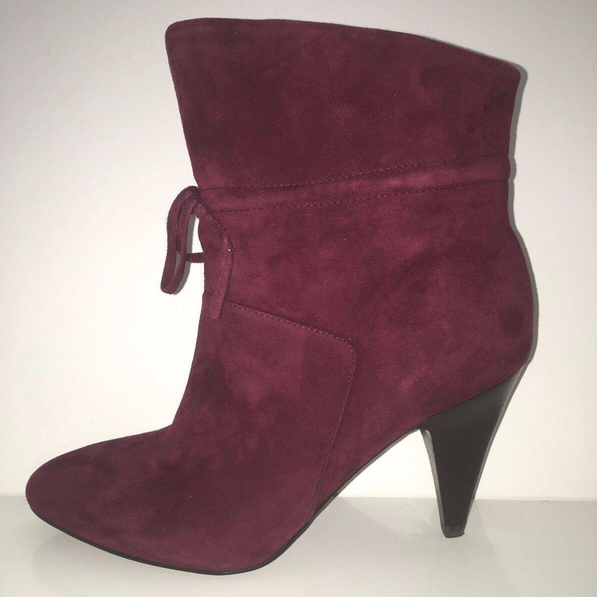 Guess Womens Ryley Dark Red Suede Ankle Booties Heels Shoes SZ 8.5M