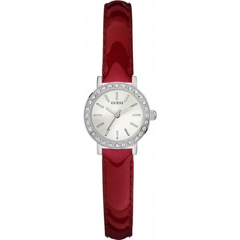 Guess Women`s 23mm Leather Red Belt Stainless Steel Watch W0885L3