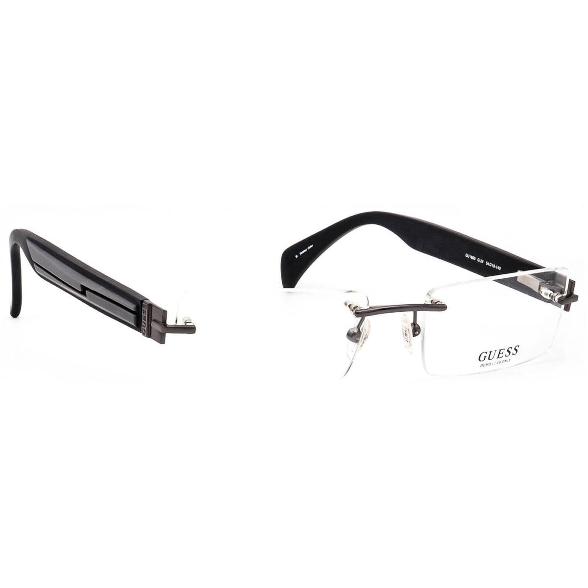 Guess Eyeglasses GU1600 Gun Gunmetal Rimless Frame 54 18 140 - Frame: Gunmetal