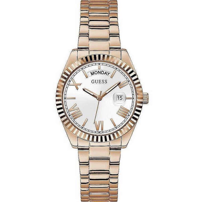 Women`s Guess Rose Gold Classic Day-date Crystallized Watch GW0308L3