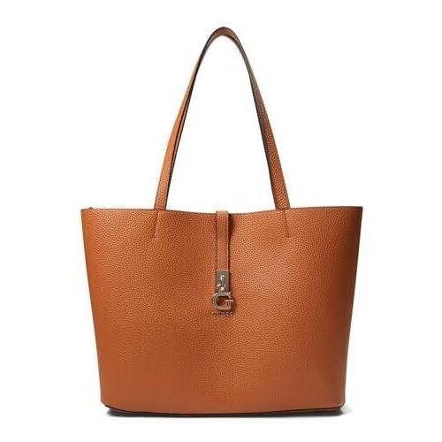 Guess Gianessa Elite Tote Pebble Leather Cognac Gold