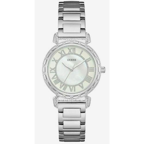 Guess 34mm W0831L1 Ladies Silver Date Crystal-accented Bezel WR For Mother Day