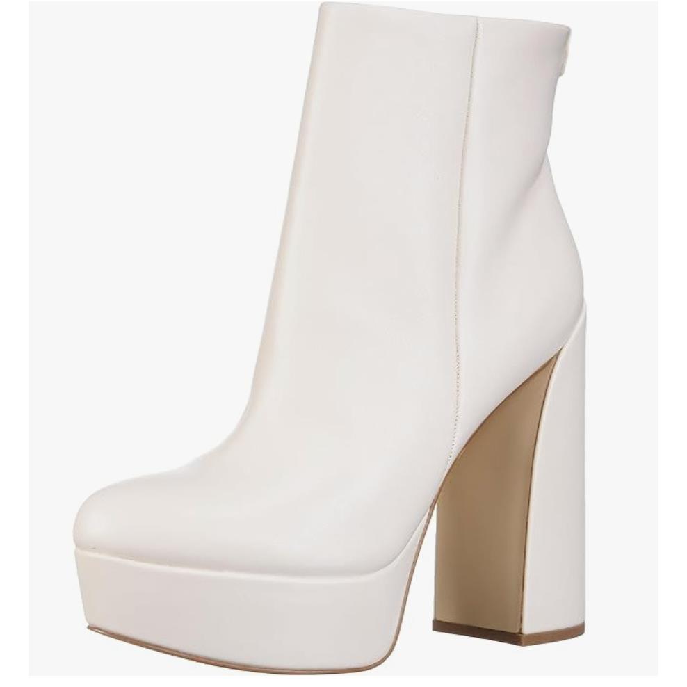 Guess Crafty Women`s Ankle Platform Boot Shoes - Ivory - 8M