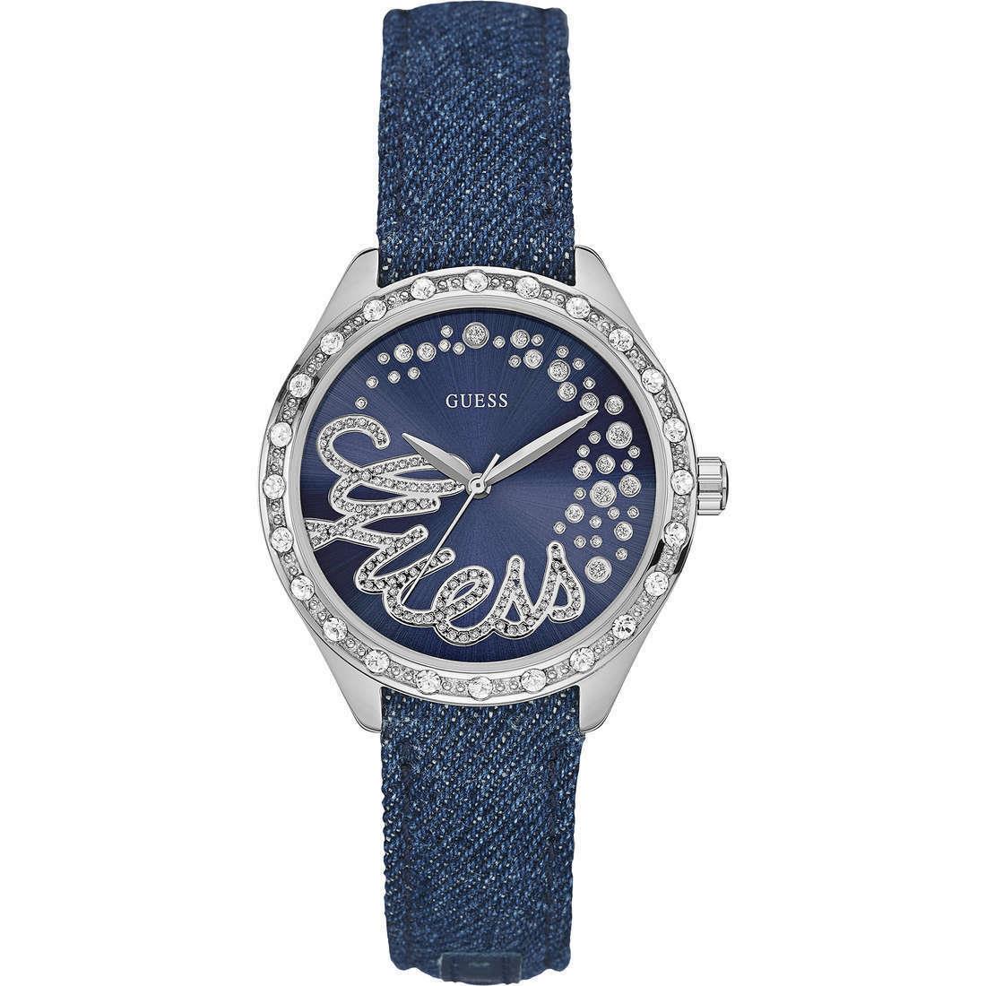 Guess 36mm W0023L5 Womens Quartz Watch Analog Casual Blue Denim Band