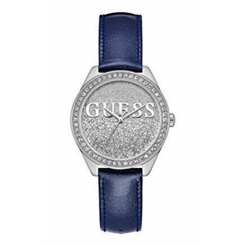 Guess 36mm Women`s Watch Glitter Girl W0823L13 Blue Patent Leatherstrap