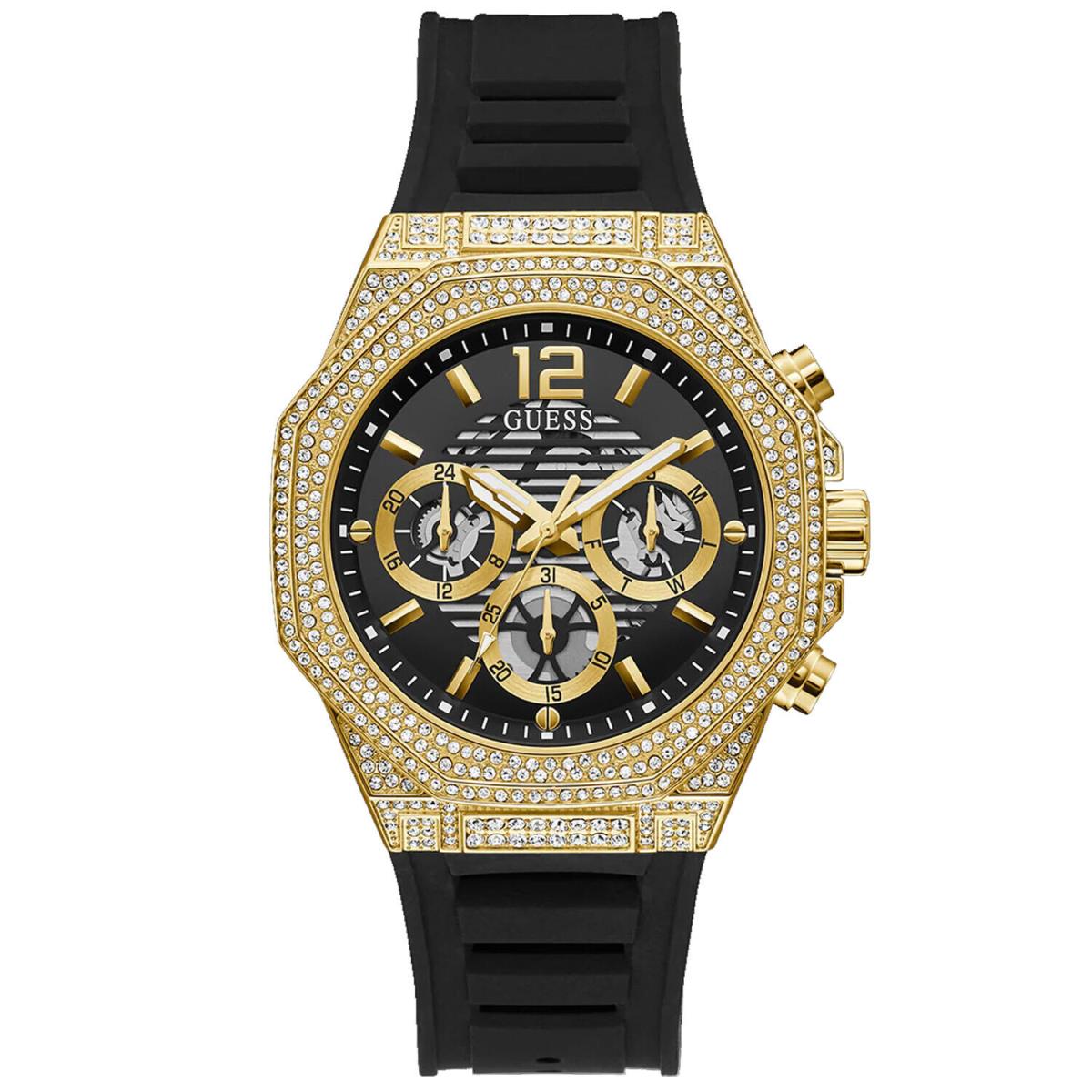 Guess Men`s Momentum Black Gold Tone Multi-function Black Dial Watch - GW0518G2