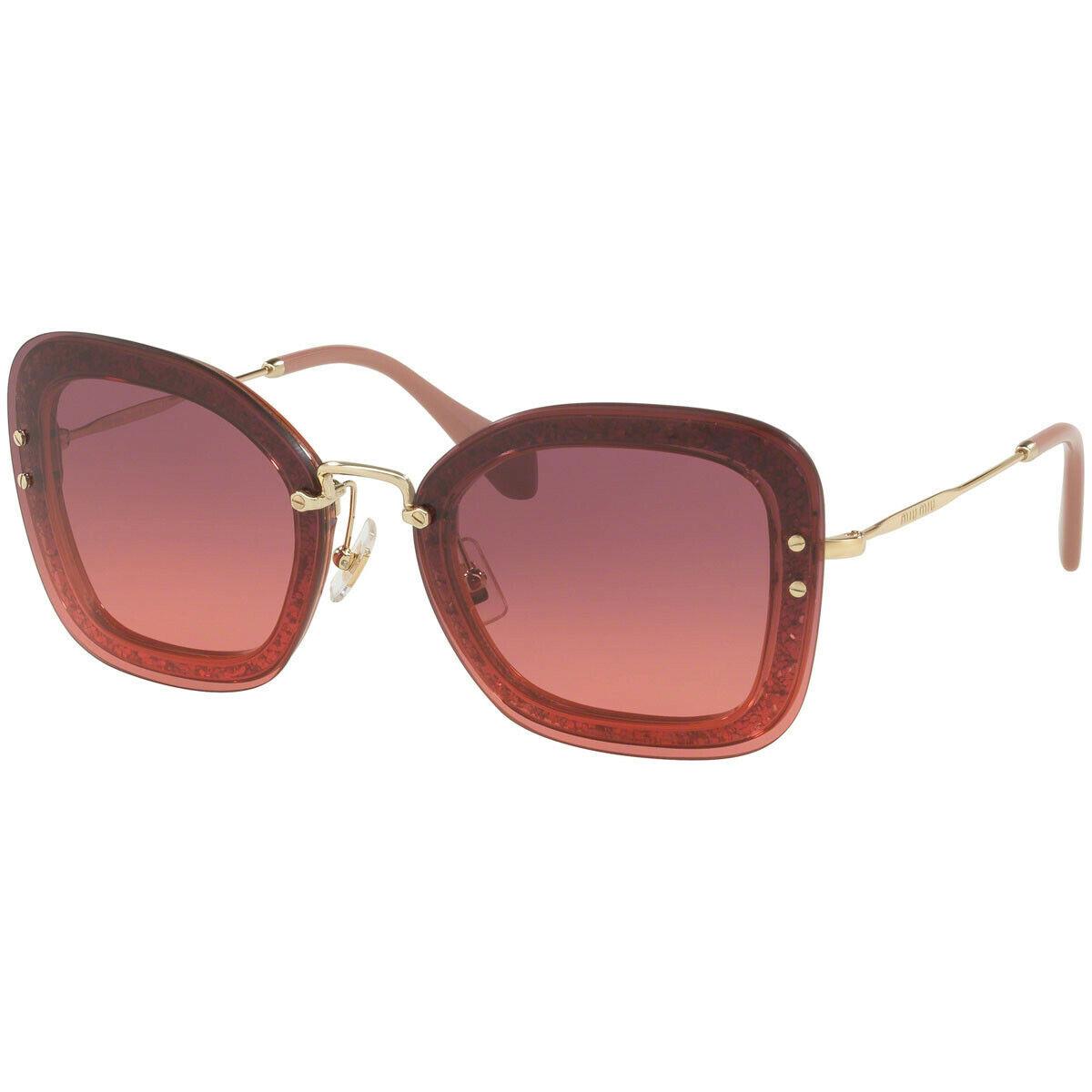 Miu Miu Reveal Evolution MU02TS Gold Raspberry Pink Mirrored Sunglasses
