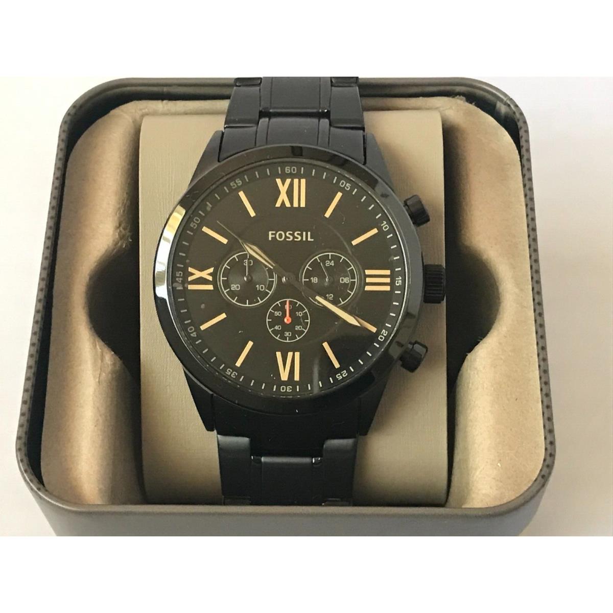 Fossil Men`s Black Stainless Steel Analog Black Dial Quartz Watch BQ2151