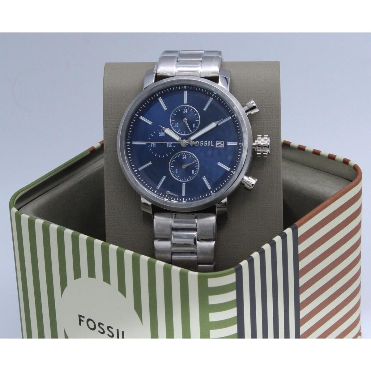 Fossil Rhett Chronograph Silver Blue Men`s BQ2846 Watch