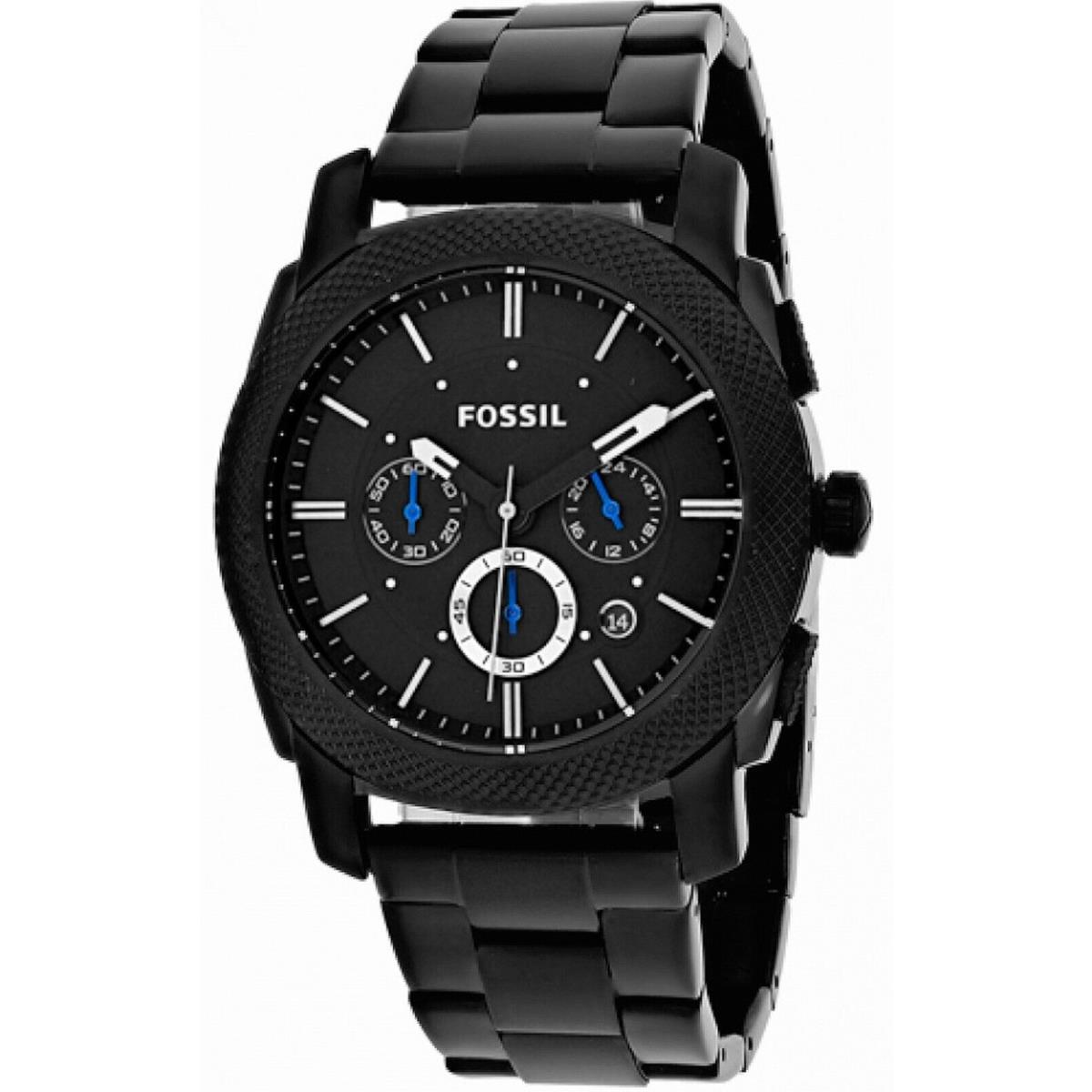 Fossil PR5404 Mens Machine Black Chronograph Watch Black Dial SS Wristwatch