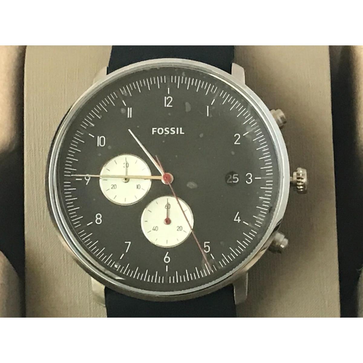 Fossil Chase Timer Chronograph Black Silicone Strap FS5484 Mens Watch