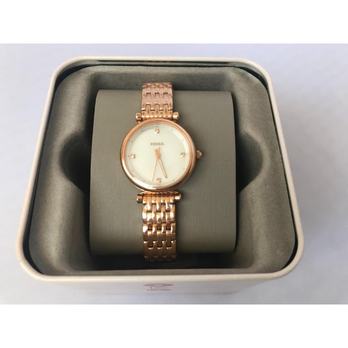 Fossil Women`s Carlie Mini Three-hand Rose Gold Stainless Steel Watch ES4429