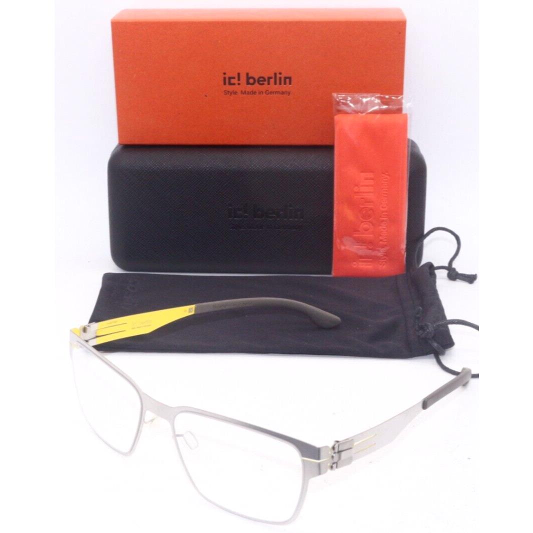 IC Berlin Oscar Pearl Acid Yellow Gunmetal Eyeglasses Frame 56-18