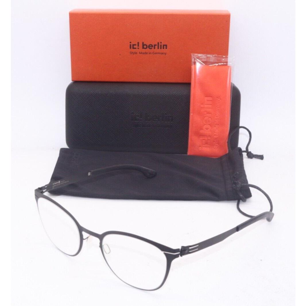 IC Berlin Leona R. Black Round Gunmetal Frames Eyeglasses 49-22