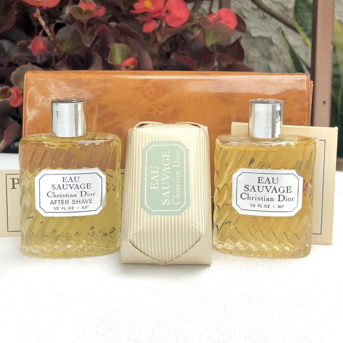 Vintage Christian Dior Eau Sauvage Soap Aftershave Edt .5oz Mini Cologne Set