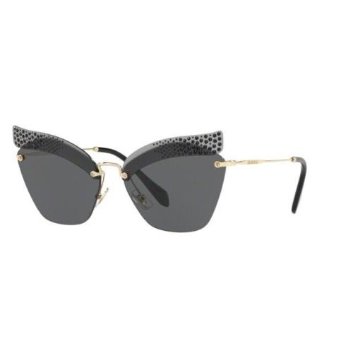 Miu Miu Noir MU56TS XEJ-1A1 Gold Black Crystal Cat Eye Women`s Sunglasses - XEJ-1A1 , Gold Frame, Black Lens