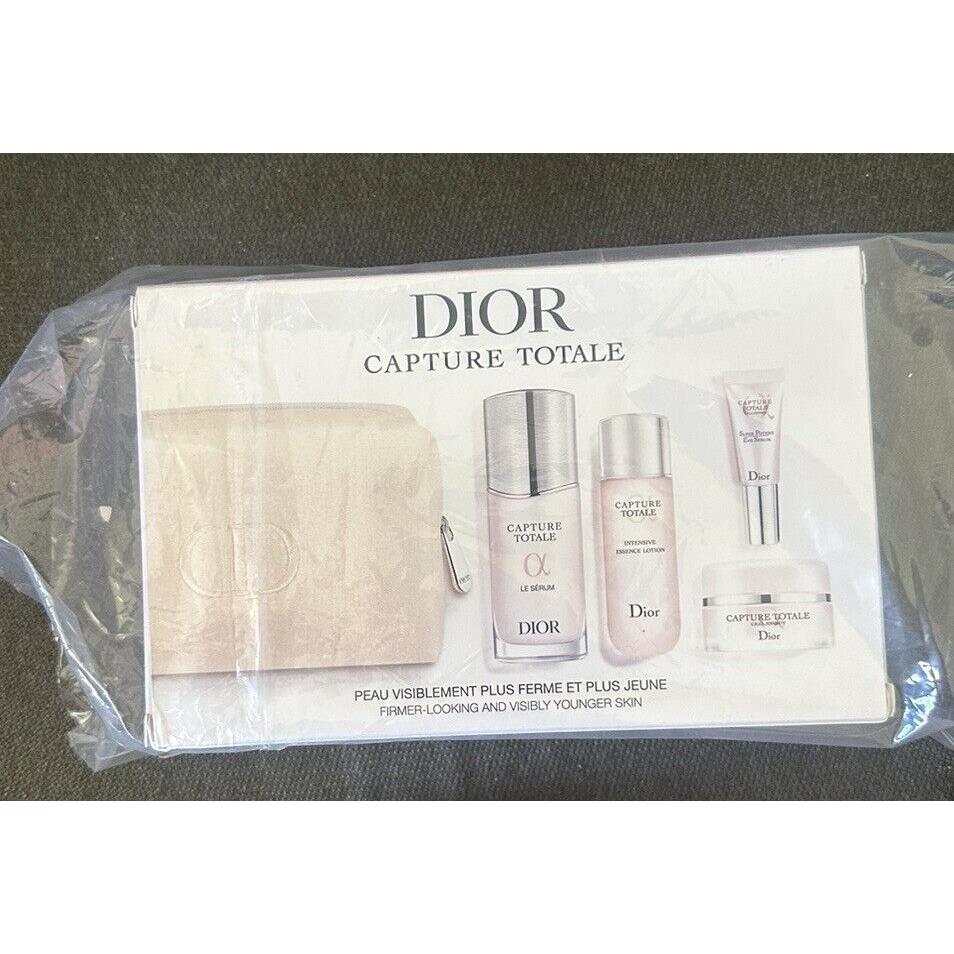 Dior Capture Totale Set 1.7oz Super Potent Serum Lotion Clutch Bag Pouch