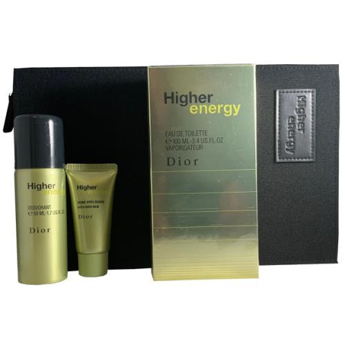 Higher Energy by Dior Men Set3.4oz Eau Detoilette Spray Deo A/s Balm Pouch Rare