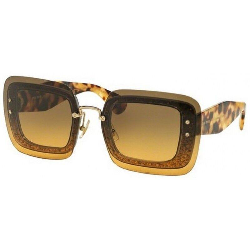 Miu Miu Reveal MU01RS Transparent Orange Glitter Sunglasses Rare