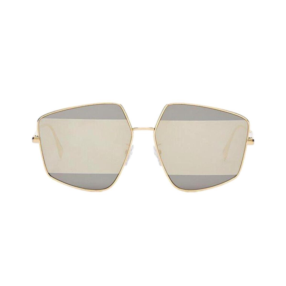 Fendi Stripes Silver Tint and Gold Frame Metal Sunglasses FOL009