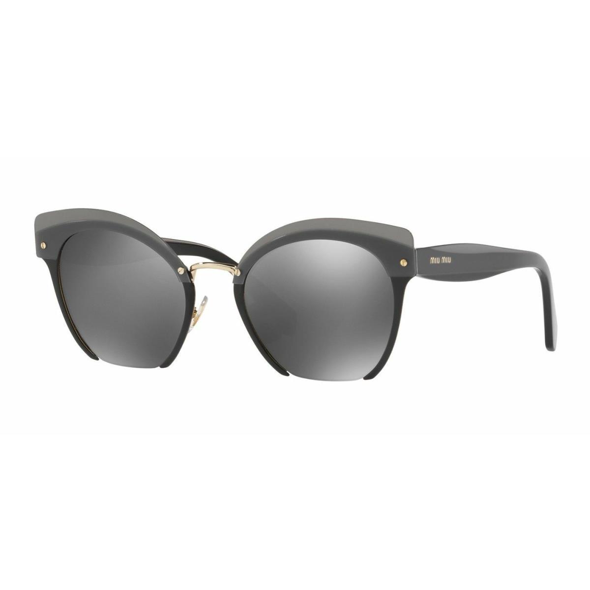Miu Miu Rasoir Reveal 53T Layers Black Grey Silver Mirror Cat Eye Sunglasses - Gray , Black Grey Frame, Grey Mirror Lens