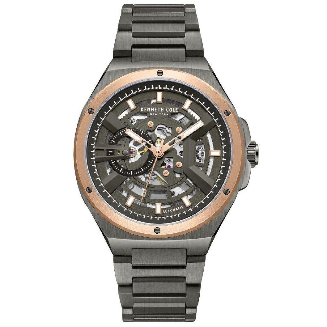 Men`s Kenneth Cole Stainless Steel Automatic Skeleton Watch KCWGL0013703