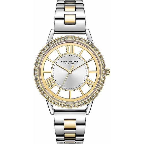 Woman`s Kenneth Cole Gold Tone Stainless Steel Crystalized Watch KC51149003